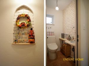 トイレも広々と設けカウンターを設置
ディスプレイを楽しめますね(^^)！