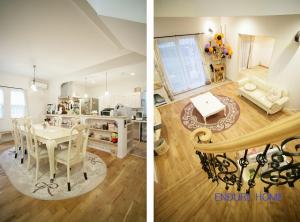 ６人掛けのテーブルを置ける
広々としたダイニングスペース
リビングには優美なカーブ階段☆彡