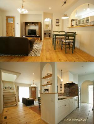 リビングはパインフロアを自然塗料で塗装し
壁は白い塗り壁のナチュラル空間です*゜